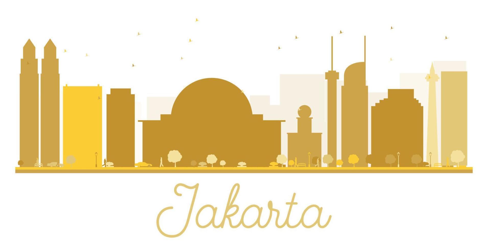 jakarta stad skyline gouden silhouet. vector