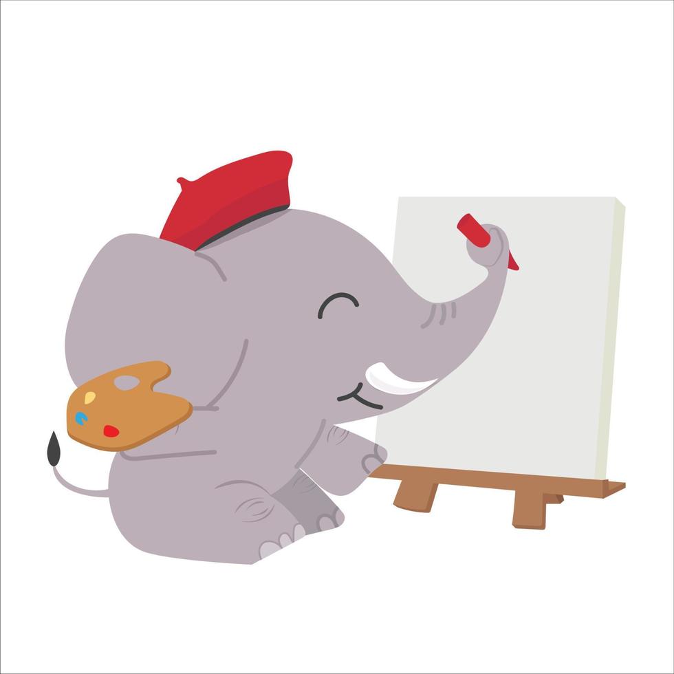 cartoon olifant schilderij met penseelontwerp vector