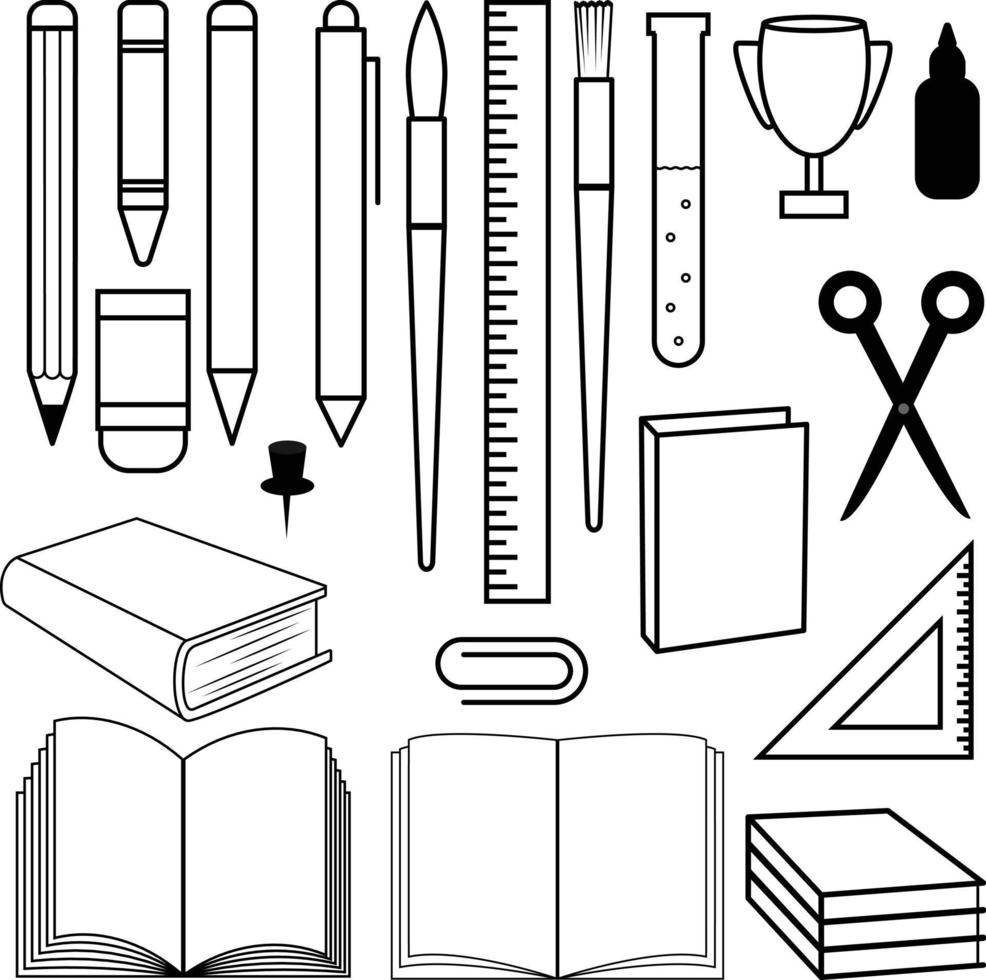 back2school-pictogrammen, 20 schoolpictogrammen vector