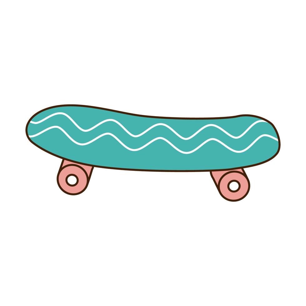 skateboard in retrostijl. platte vectorillustratie. vector