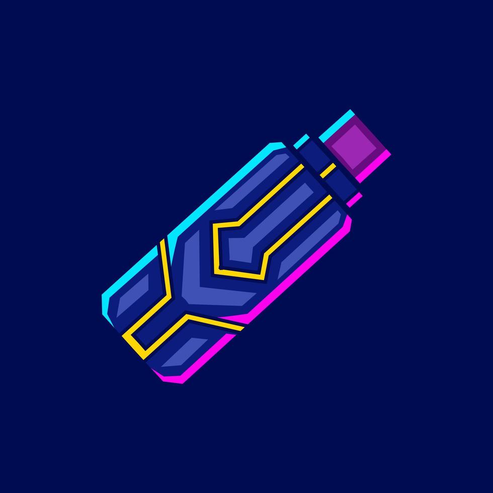 flashdisk cyberpunk logo lijn popart portret fictie kleurrijk ontwerp met donkere achtergrond. abstracte vectorillustratie. vector