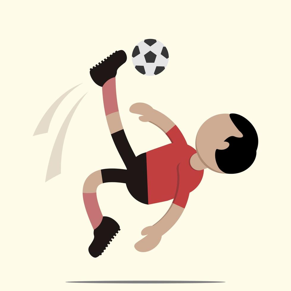 voetbalkarakter of voetballer met actie in wedstrijd. vectorillustratie in platte cartoon chibi-stijl vector