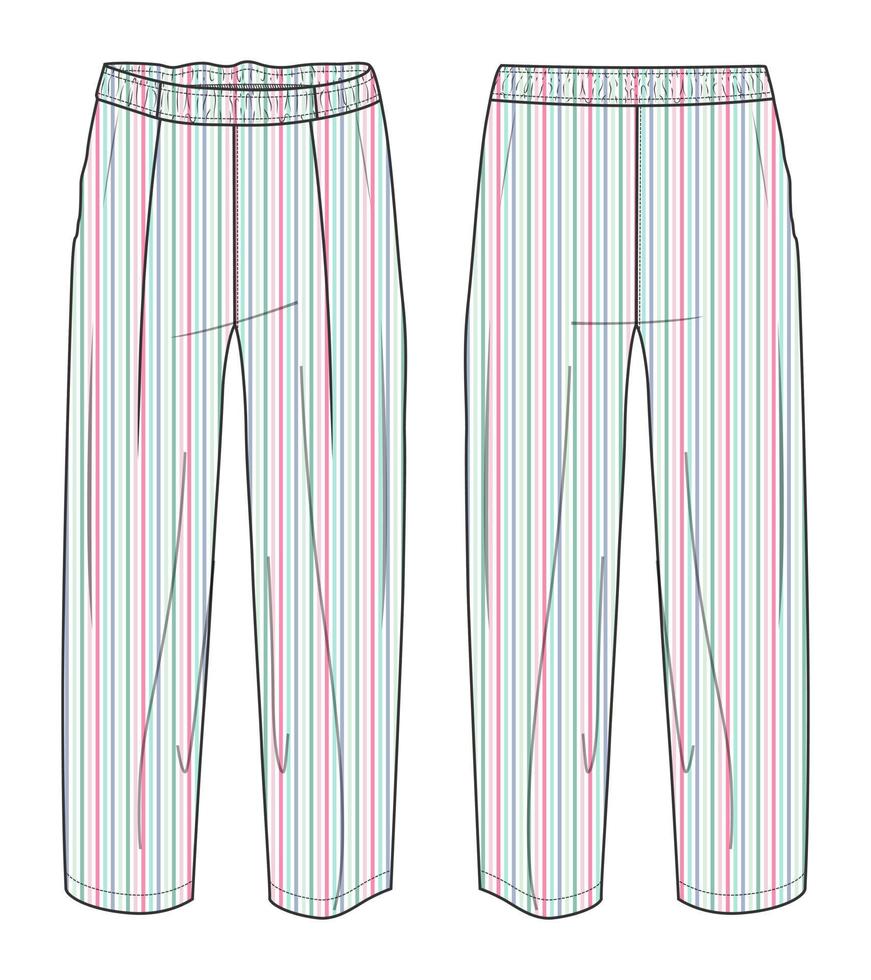 normale pasvorm pyjamabroek technische mode platte schets vector illustratie sjabloon voor dames