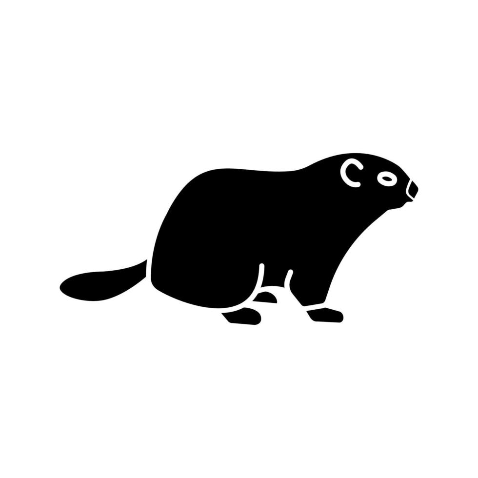 Groundhog Day glyph-pictogram. bosmarmot. 2 februari. silhouet symbool. negatieve ruimte. vector geïsoleerde illustratie