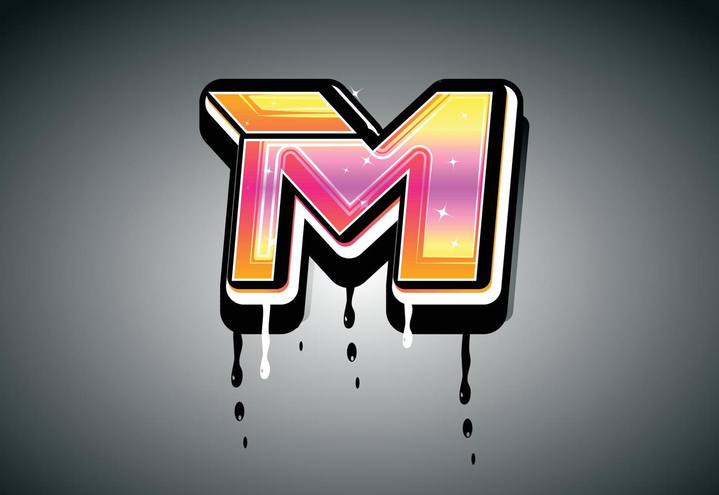 3d m-lettergraffiti met druppeleffect vector