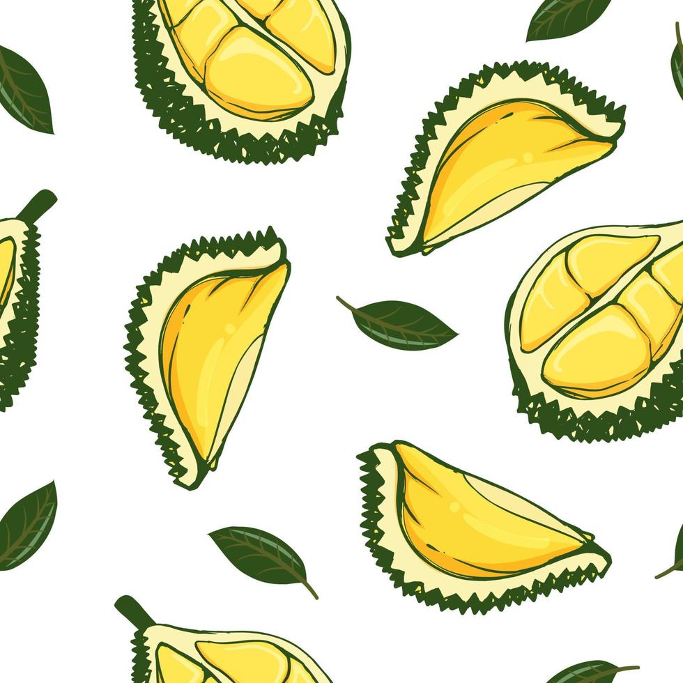 naadloze patroon schattig durian vruchten vectorillustratie. vector