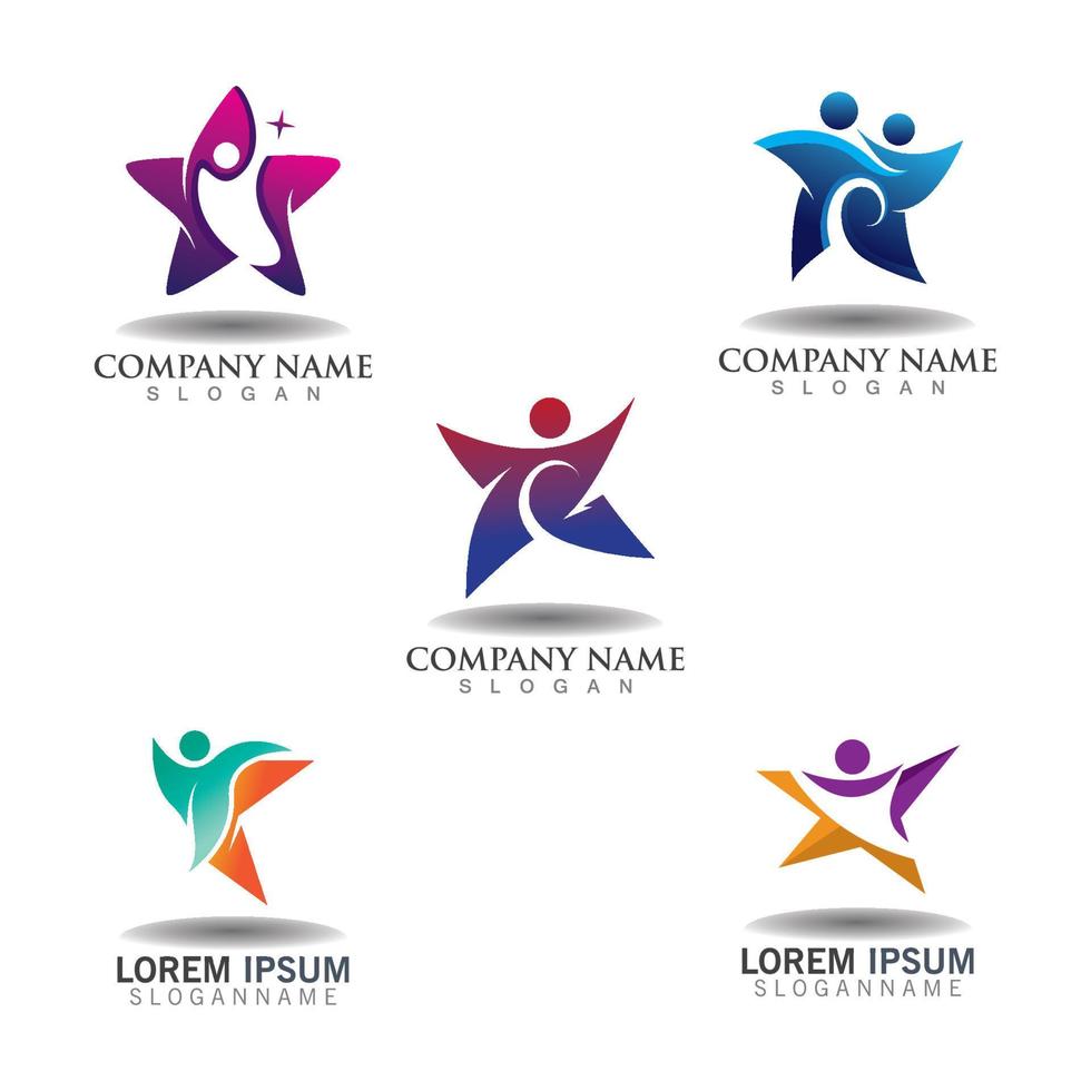 mensen combinatie ster concept logo inspiratie ontwerpsjabloon vector