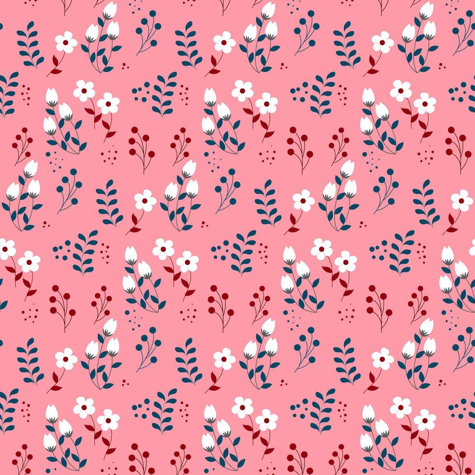 kleurrijke pastel naadloze bloemenpatroon met roze achtergrond. zomer- en lentemotieven. voorraad vectorillustratie. vector