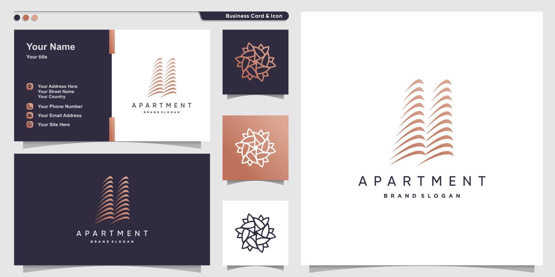 gebouw logo met creatieve element premium vector