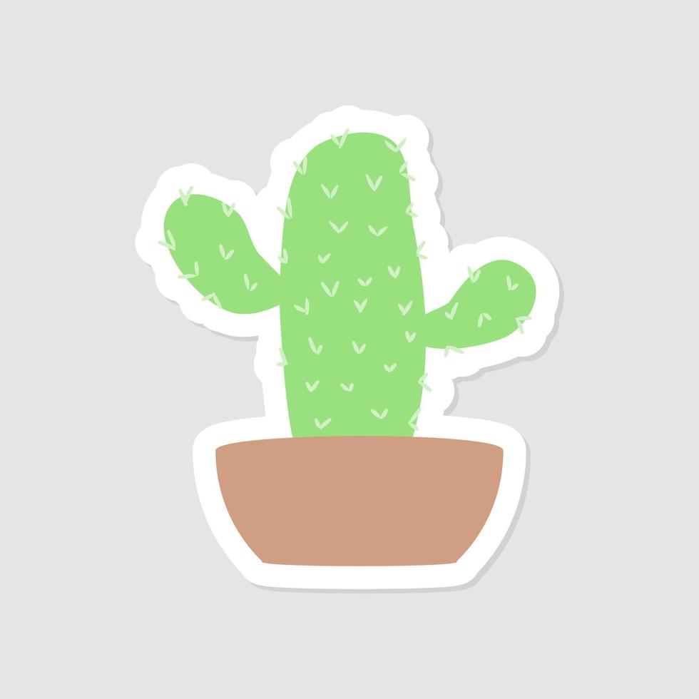 schattige esthetische mini cactus sticker. geïsoleerde illustratie. vlakke stijl. vector