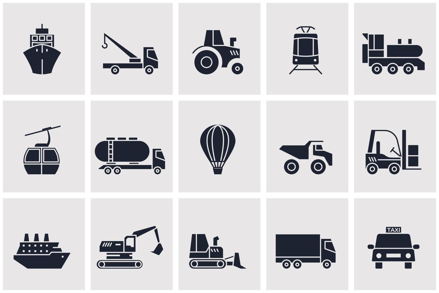 transport, zware machines set pictogram symbool sjabloon voor grafisch en webdesign collectie logo vectorillustratie vector