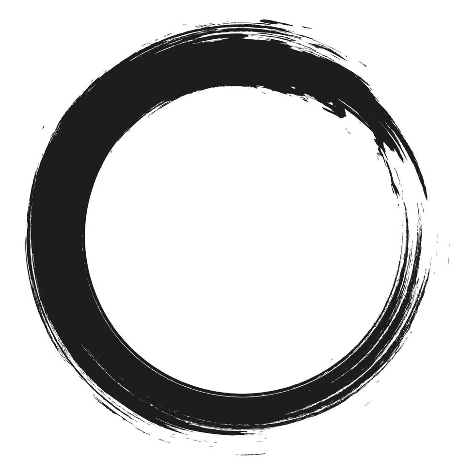 vector penseelstreken cirkels van verf op witte achtergrond. inkt hand getekende kwast cirkel. logo, label ontwerp element vectorillustratie. zwarte abstracte cirkel. kader