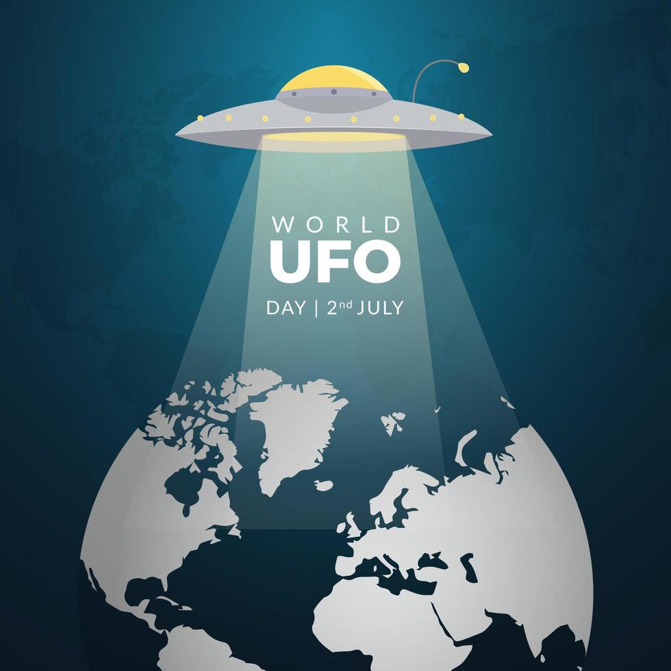 wereld ufo dag 2 juli illustratie op nacht galaxy gradiënt kleur achtergrond vector