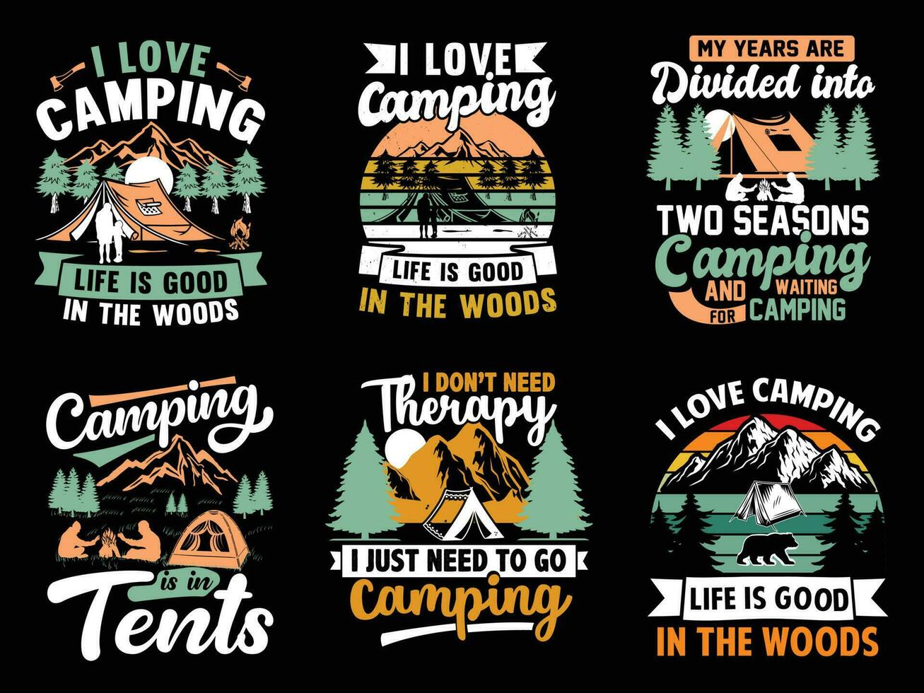 camping t-shirt ontwerp gratis download vector