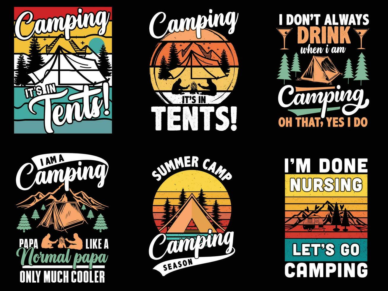 camping t-shirt ontwerp gratis download vector