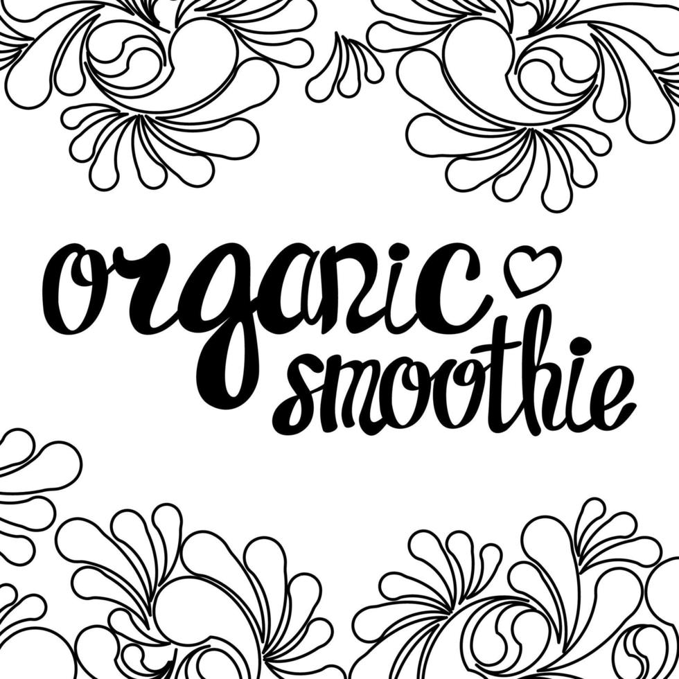 kalligrafiebelettering voor eco, bio, goed, groen, natuurlijk, vers, veganistisch, detox, biologische energie-smoothie. vector