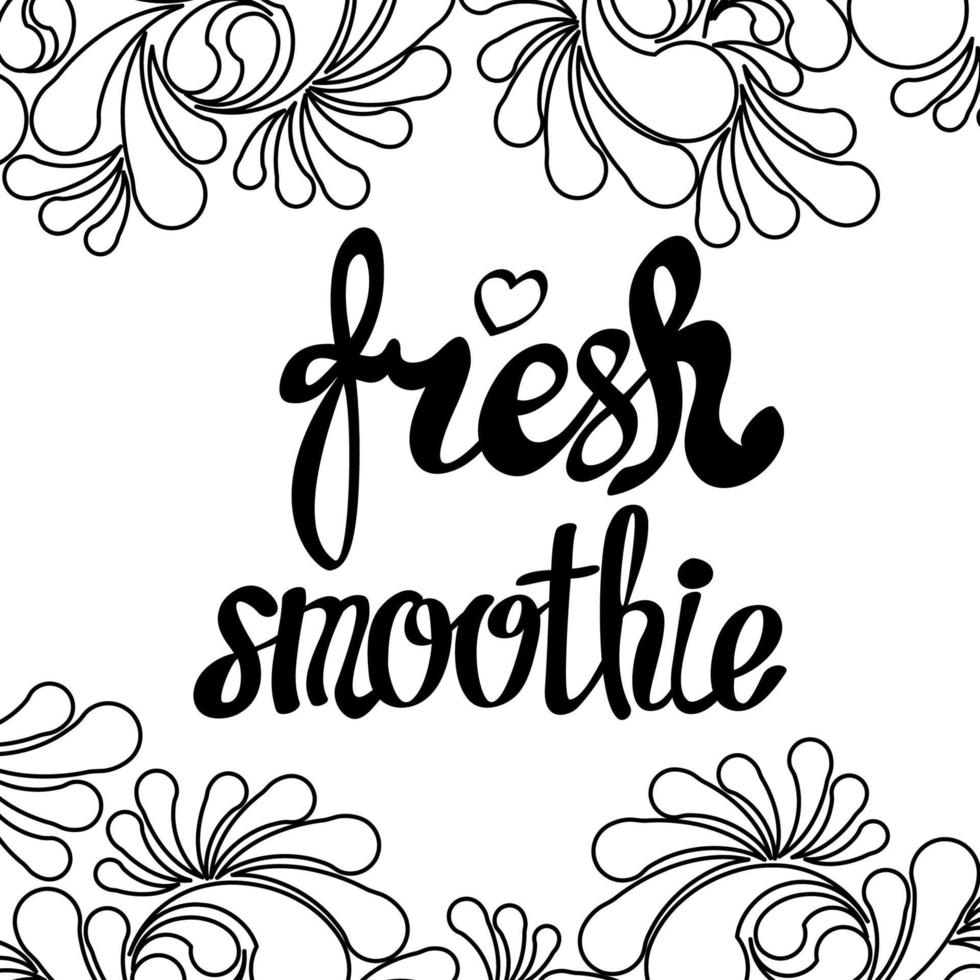 kalligrafiebelettering voor eco, bio, goed, groen, natuurlijk, vers, veganistisch, detox, biologische energie-smoothie. vector