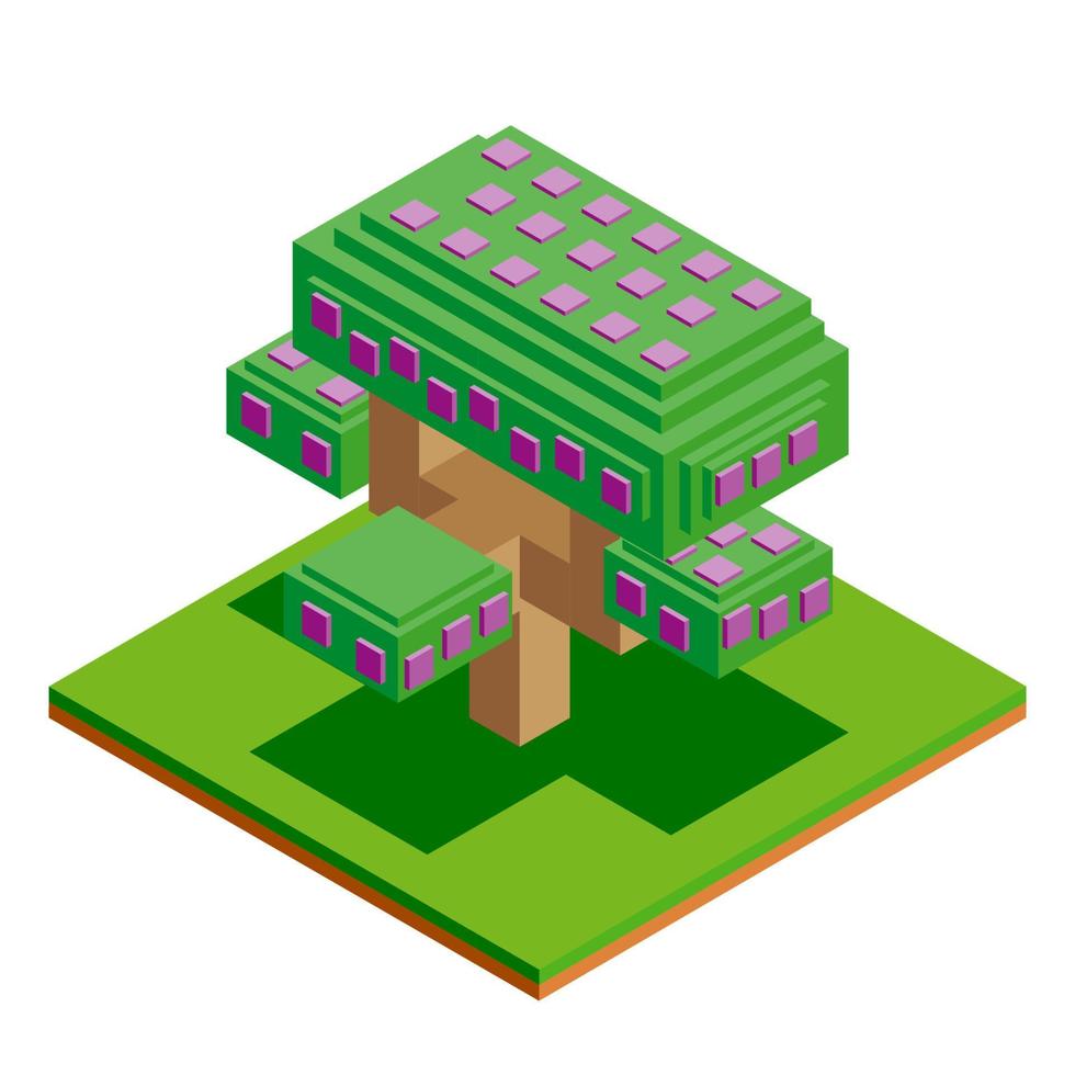 isometrische vector boom pictogram voor bos, park, stad. landschapsbouwer voor spel, kaart, prenten, ets. geïsoleerd op een witte achtergrond.