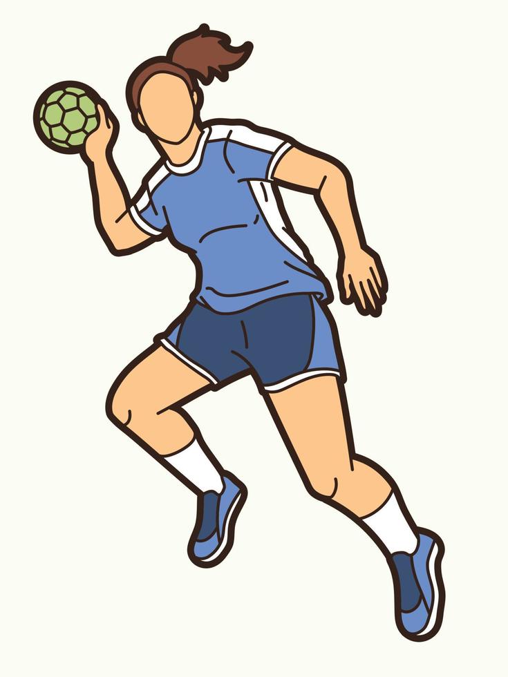 handbal sport vrouwelijke speler vector