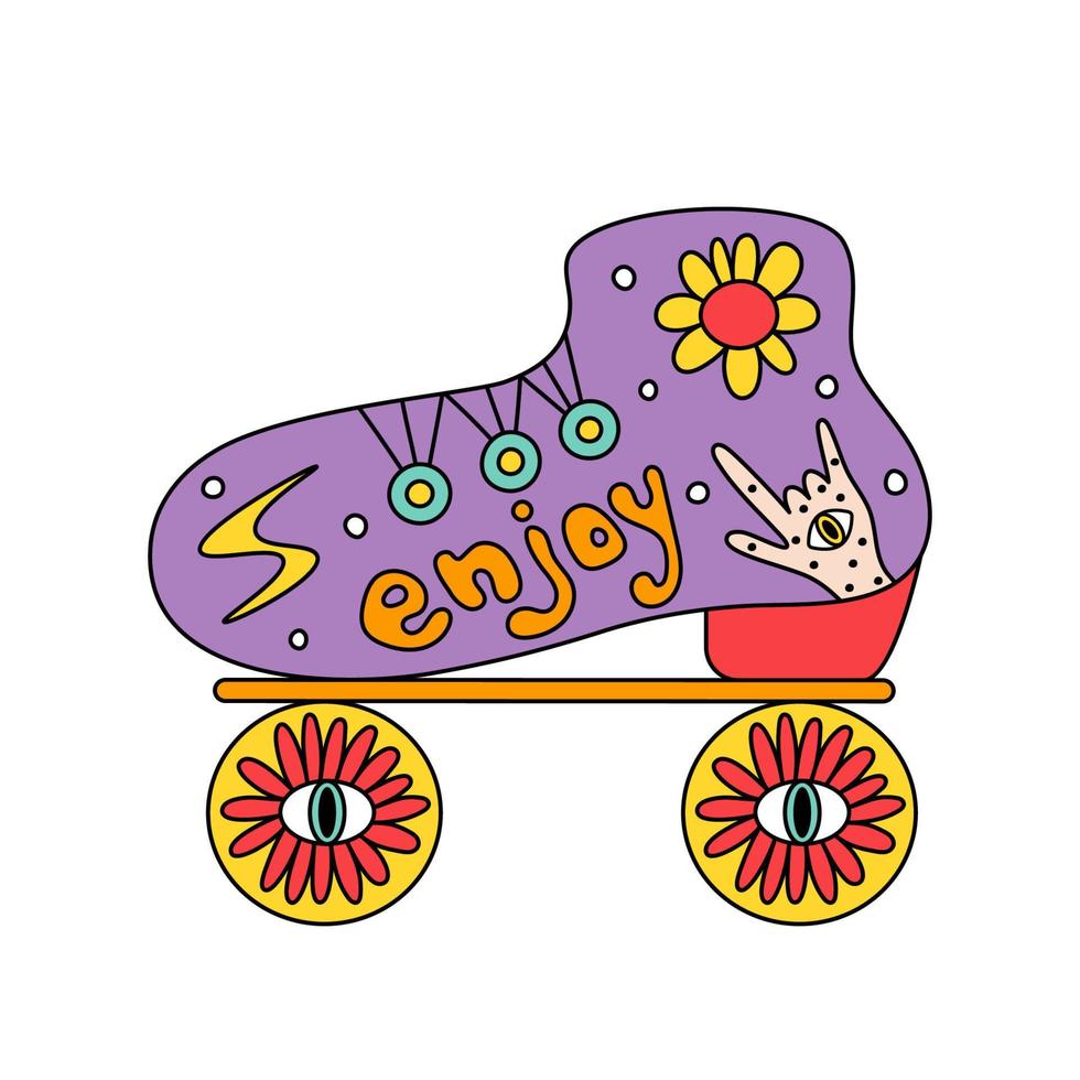 doodle rolschaatsen retro design element vector