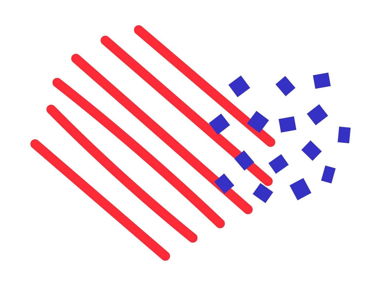 abstracte vectorvormen. rode lijnen met blauwe stippen. moderne ornamenten. abstracte illustraties. vector