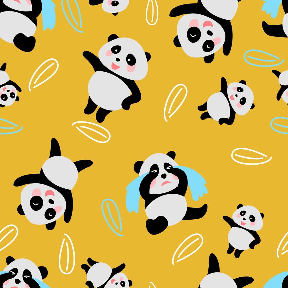 naadloos patroon van panda in leuke cartoonversie vector