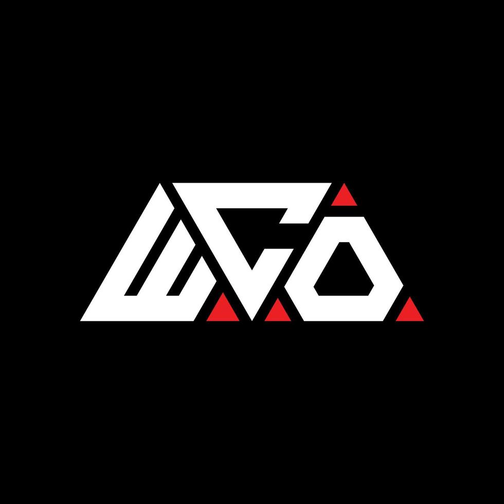 wco driehoek brief logo ontwerp met driehoekige vorm. WCO driehoek logo ontwerp monogram. WCO driehoek vector logo sjabloon met rode kleur. wco driehoekig logo eenvoudig, elegant en luxueus logo. wco