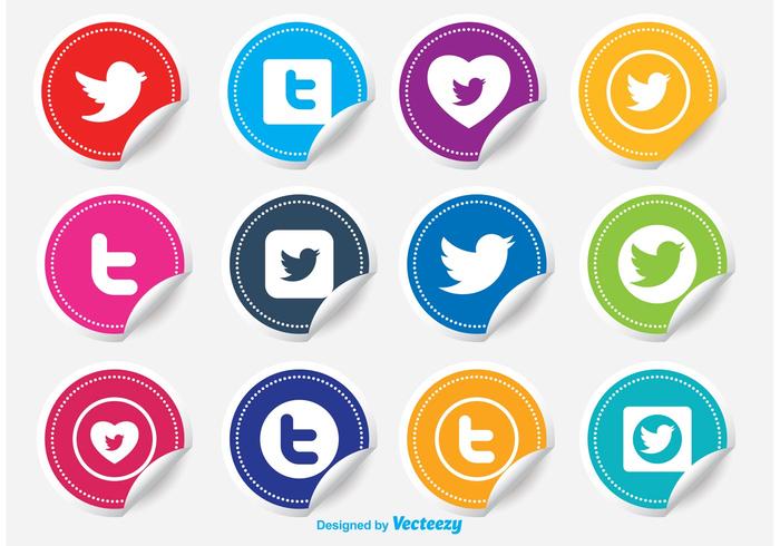 Twitter sticker icon set vector