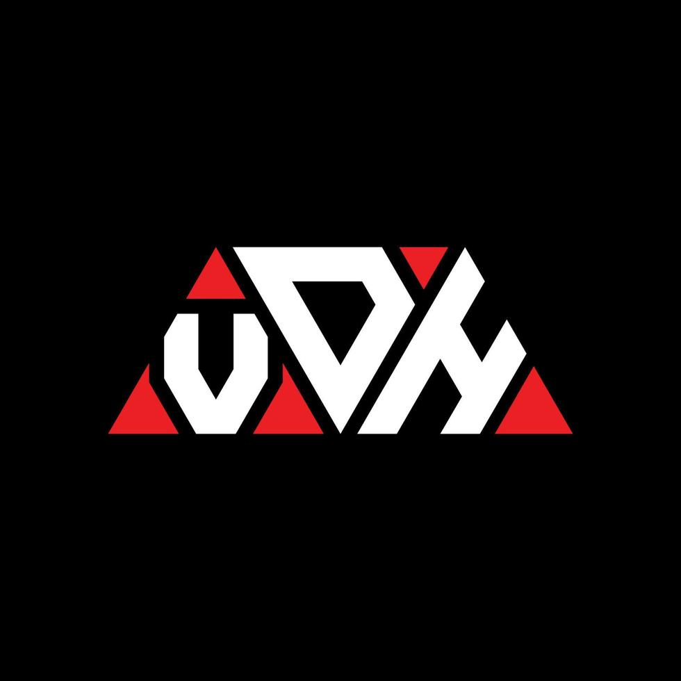 vdh driehoek brief logo ontwerp met driehoekige vorm. vdh driehoek logo ontwerp monogram. vdh driehoek vector logo sjabloon met rode kleur. vdh driehoekig logo eenvoudig, elegant en luxueus logo. vdh