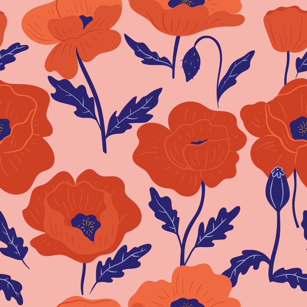 naadloos patroon met papaverbloemen. vectorafbeeldingen. vector