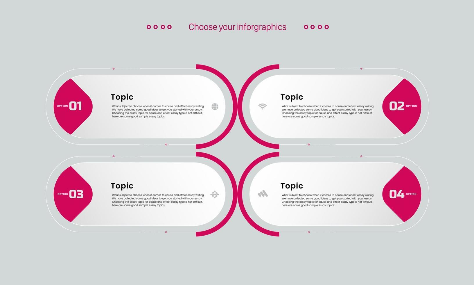 vijf infographic ontwerp met pictogrammen. en 5 opties of 5 stappen. procesdiagram, stroomschema, infografiek, infographics voor bedrijfsconcept, presentatiebanner, werkstroomlay-out vector