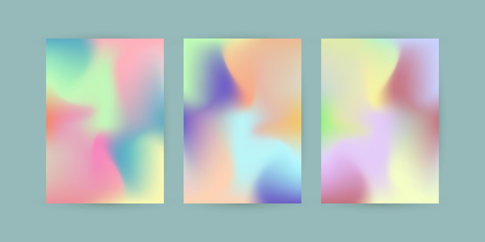 set van kleurrijke pastel abstracte curve ontwerp in gradiënt templae, drie pastel stijl van moderne patroon sjabloon voor zachte kleur ontwerp, vector en illustratie grafische elementen