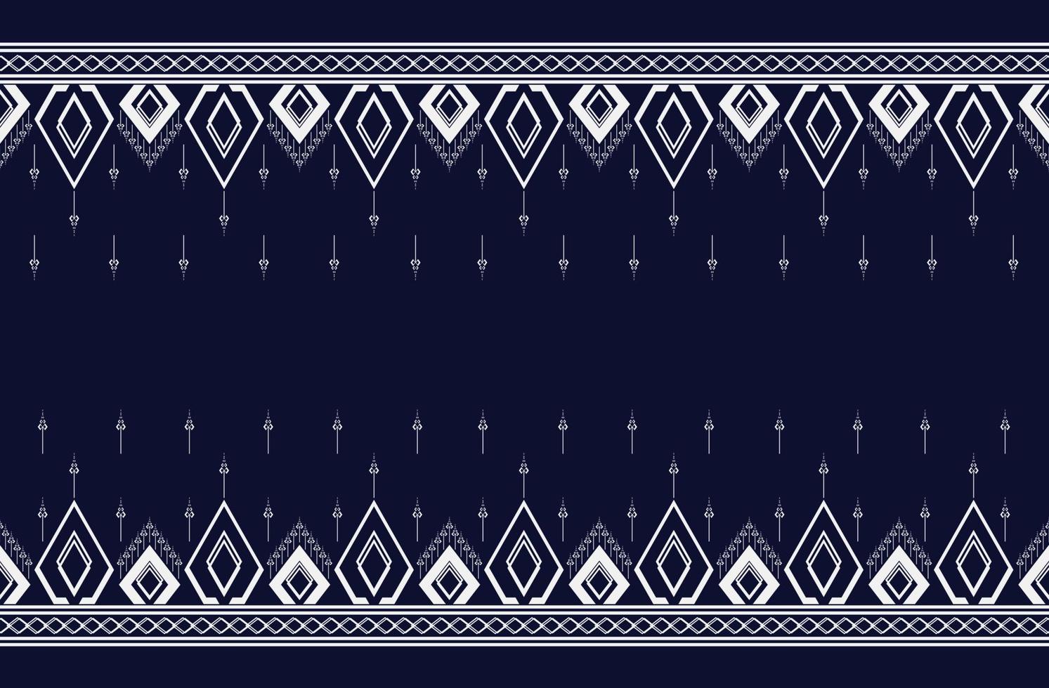 geometrische etnische textuur en patroonborduurwerk met donkerblauwe achtergrondontwerp voor mode,behang,rok,tapijt,behang,kleding,inwikkeling,batik,stof,vel, vectorillustratiestijl vector
