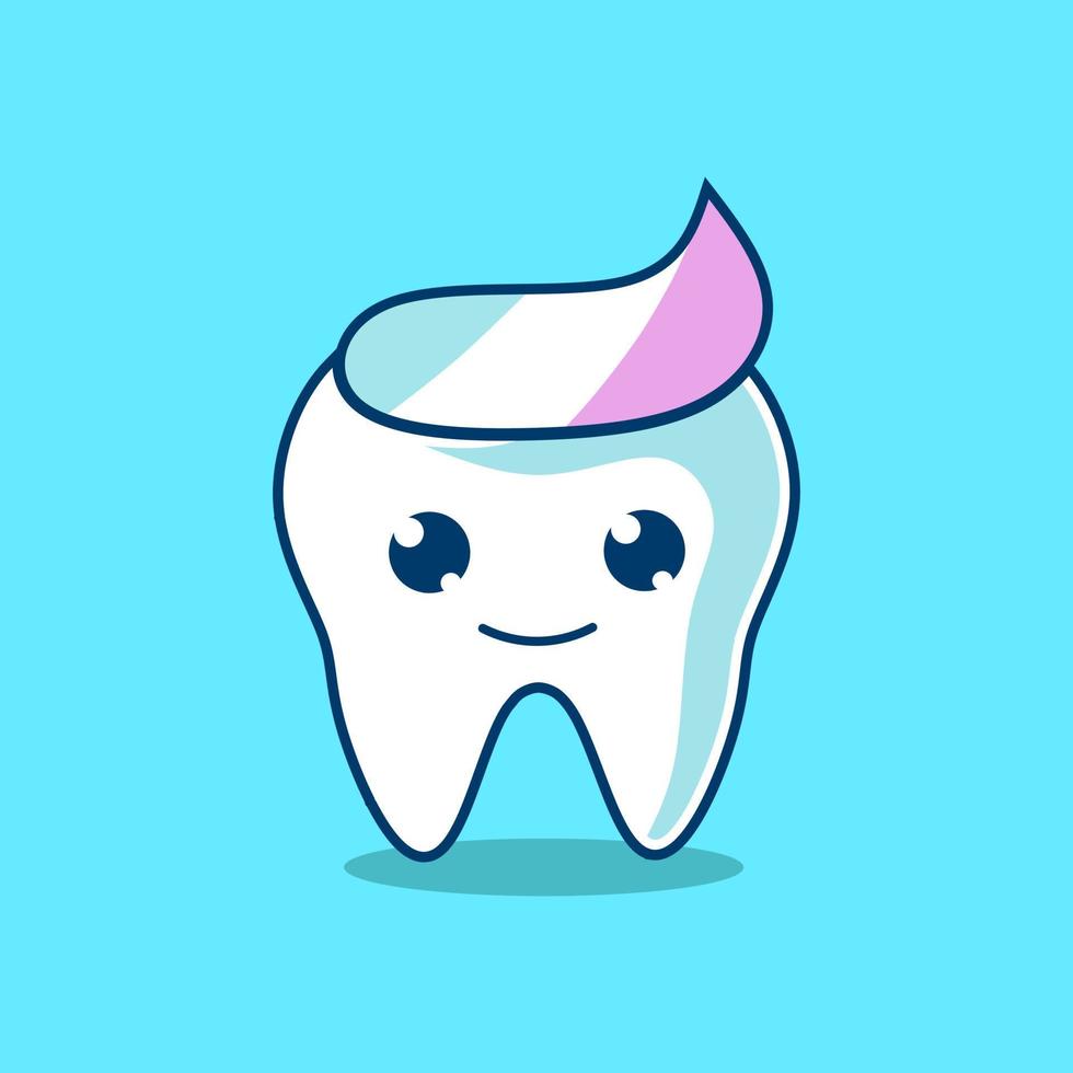 tanden tand schattig karakter emotie emoticon logo ontwerp vector. vector
