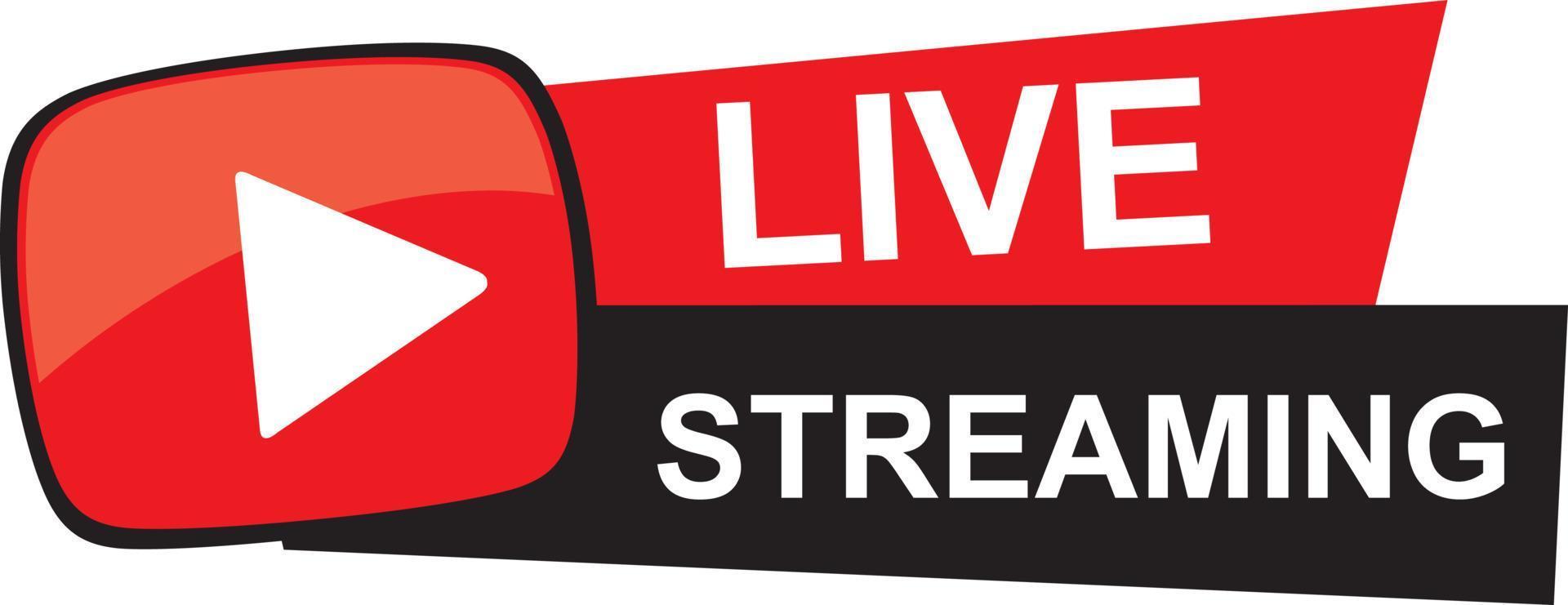 live stream teken. live-uitzendknop voor blog, speler, uitzending, website, online radio, medialabels. live streaming-element voor uitzending of online tv-stream. live stream icoon met afspeelknop vector