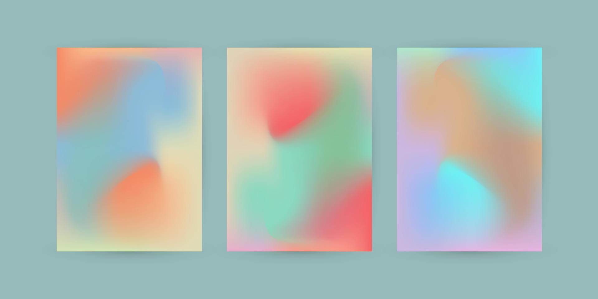groep van drie kleurrijke pastel abstracte en levendige kleurverloop achtergronden. set van vector kleurrijke posters sjablonen