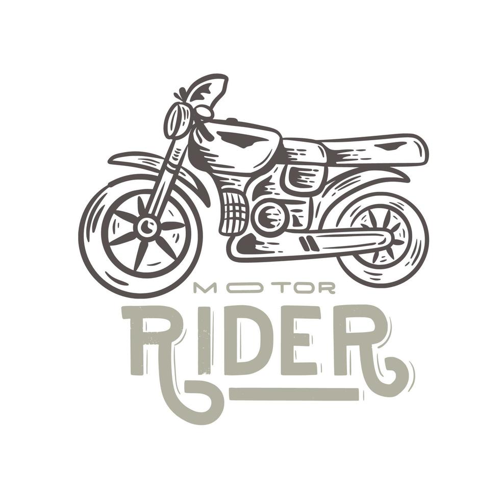 motorrijder illustratie logo vintage vector