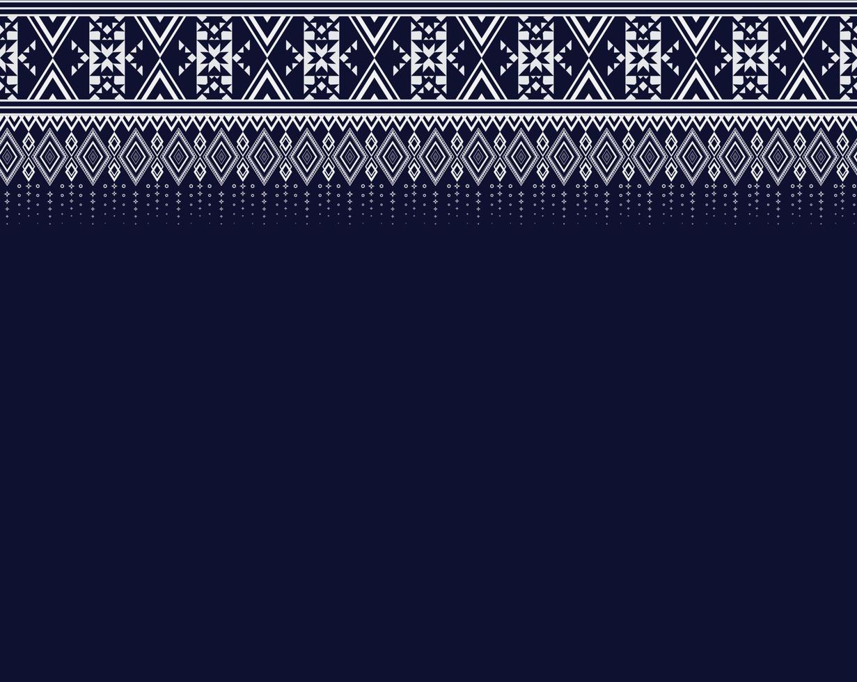 beste geometrische etnische textuur borduurwerk ontwerp op donkerblauwe achtergrond gebruikt in rok, behang, kleding, batik, stof, witte driehoek vormen vector, illustratie sjablonen vector