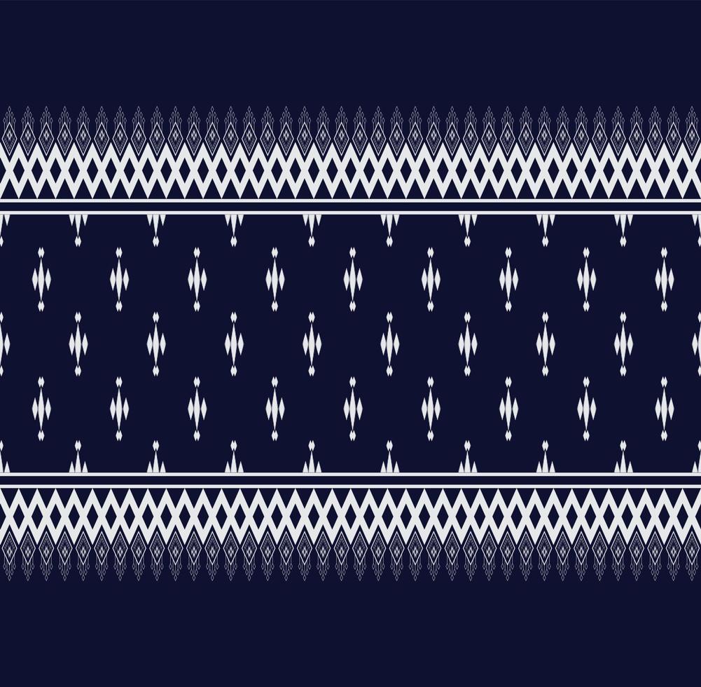 zwart-wit geometrische etnische textuur borduurwerk ontwerpen met donkerblauwe achtergrondontwerp, rok,tapijt,behang,kleding,inwikkeling,batik,stof,blad wit, driehoek vormen vector illustratie