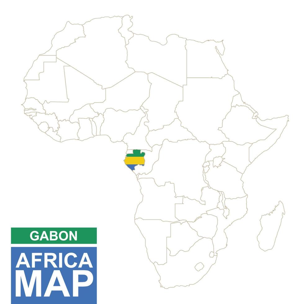 afrika voorgevormde kaart met gemarkeerde gabon. vector