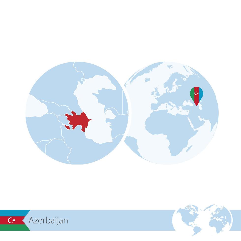 azerbeidzjan op wereldbol met vlag en regionale kaart van azerbeidzjan. vector