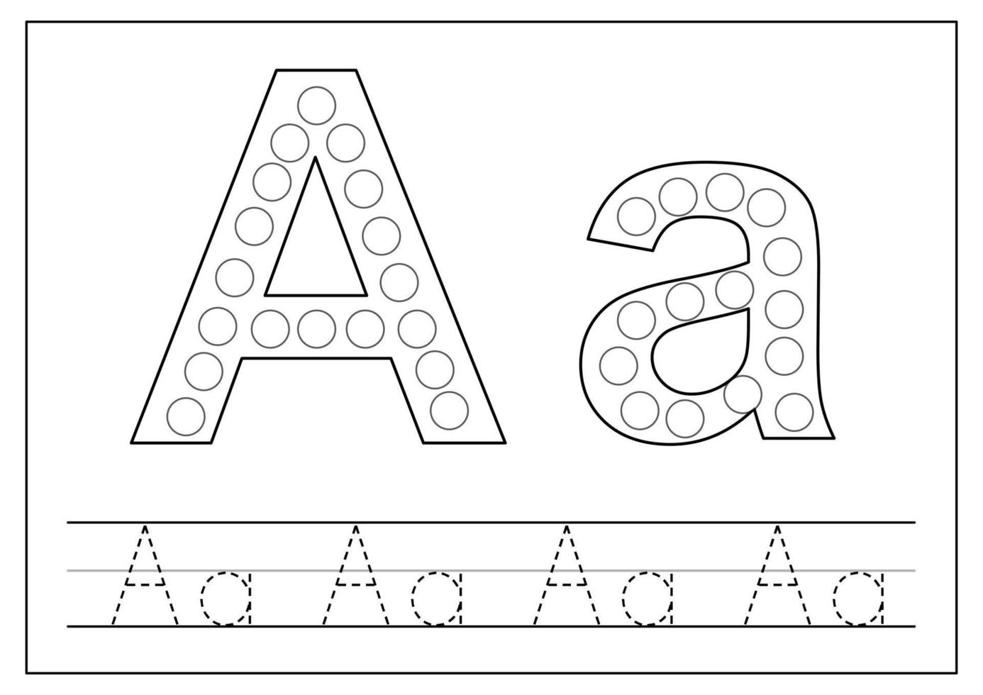 Engels alfabet leren voor kinderen. letter A. letters traceren. vector
