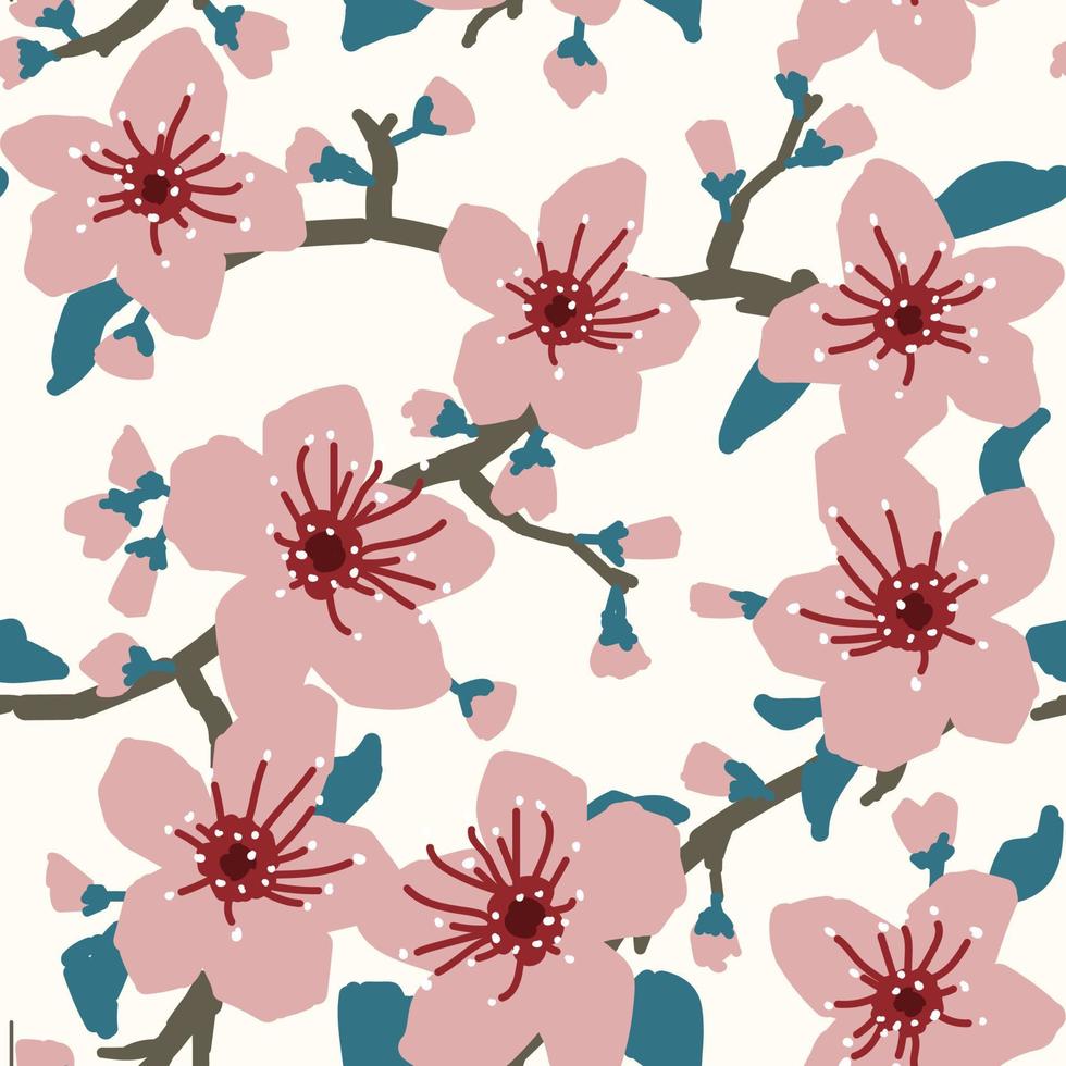 vector minimaal schilderij effect sakura of bloemen herhalen naadloos patroon