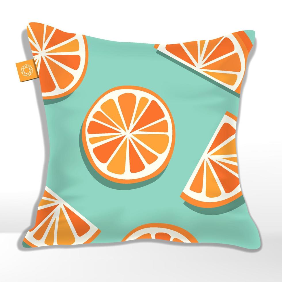 vector minimale bloedsinaasappel, grapefruit, mandarijn of clementine naadloze patroon, oranje en blauwe combinatie