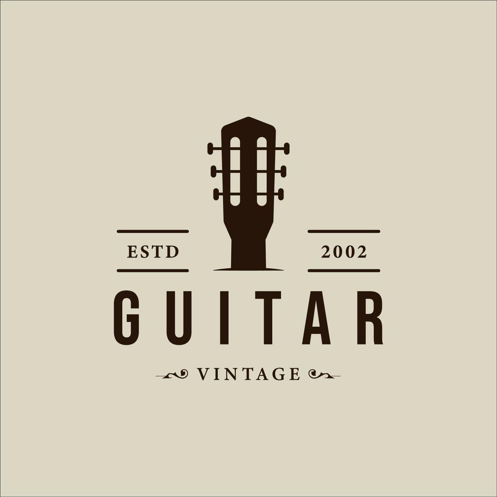 land gitaar muziek logo vintage vector illustratie sjabloon pictogram grafisch ontwerp. akoestisch muziekinstrumentteken of symbool voor gitaristband en winkelzaken