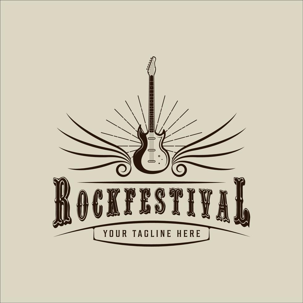 gevleugelde elektrische gitaar logo vector vintage illustratie sjabloon pictogram grafisch ontwerp. rockfestivalteken of symbool voor concert met retrostijl