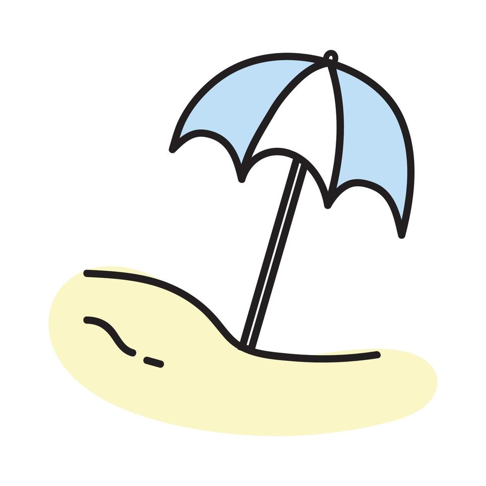 hand getekende parasol pictogram ontwerpsjabloon. vector schets doodle illustratie geïsoleerd op een witte achtergrond. zomervakantie en vrije tijd symbool. perfect voor het kleuren van boeken en stickers