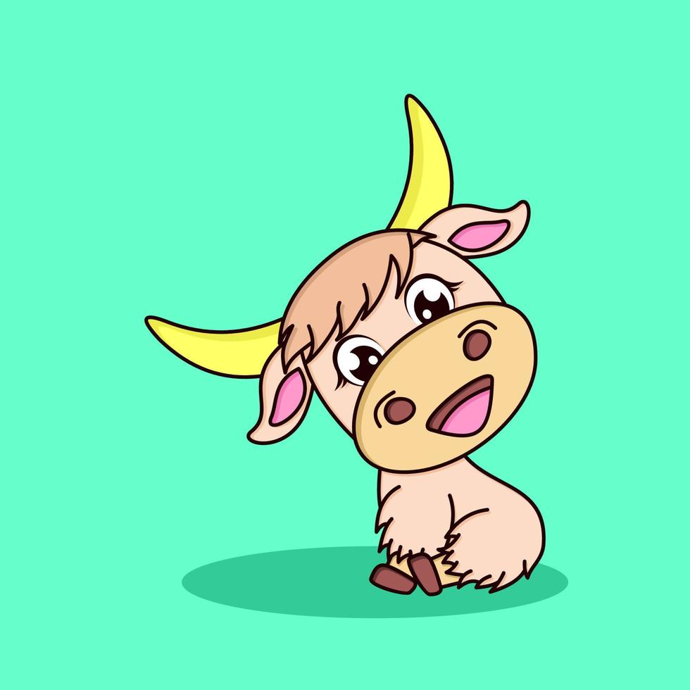 schattige baby yak cartoon. vector pictogram illustratie