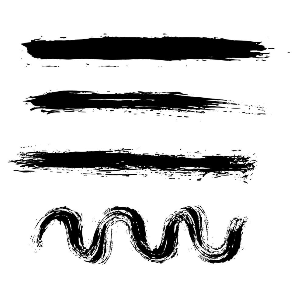zwarte penseelstreek sjabloon set vector