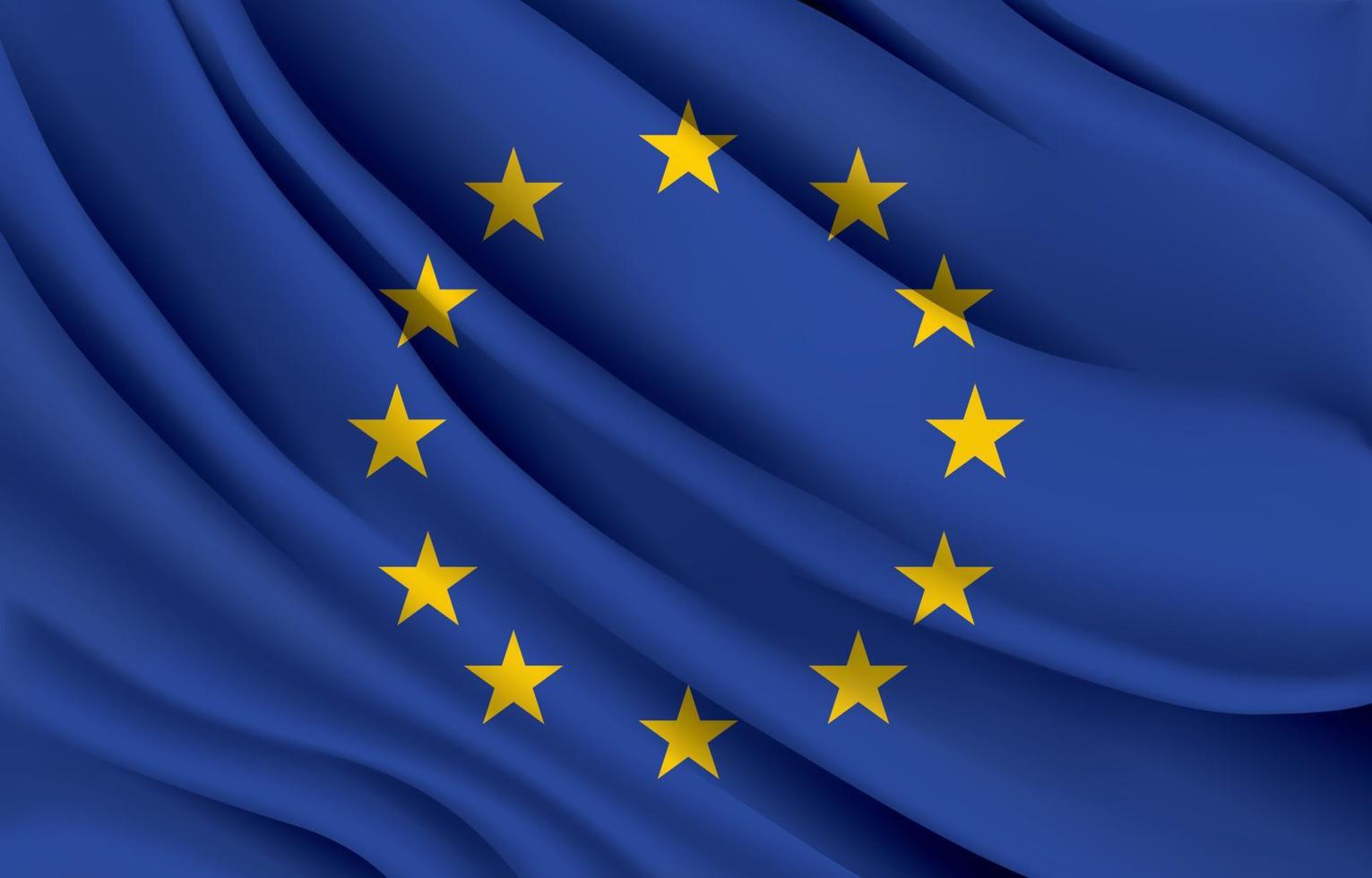 vlag van de europese unie die realistische vectorillustratie zwaait vector